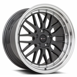 Vors Vr8 Wheels Rims 18x9 5x110 Hyper Black W/ Machined Lip & Chrome Rivets 35mm | VR08189051435HB-510