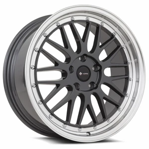 Vors Vr8 Wheels Rims 18x8 5x112 Hyper Black W/ Machined Lip & Chrome Rivets 35mm | VR08188051435HB-512
