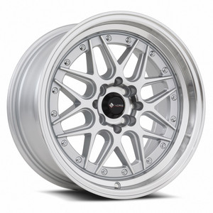Vors Vr7 Wheels Rims 16x8 4x100 4x114.3 Silver Machined W/ Machined Lip & Chrome Rivets 20mm | VR0716808H20S