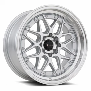 Vors Vr7 Wheels Rims 16x8 4x108 Silver Machined W/ Machined Lip & Chrome Rivets 20mm | VR0716808H20S-408