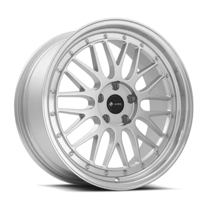 Vors Vr8 Wheels Rims 19x8.5 5x108 Silver W/ Machined Lip & Chrome Rivets 35mm | VR08198551435S-508