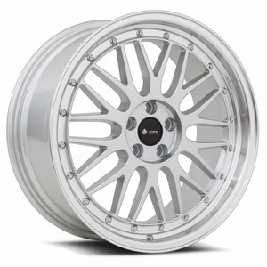 Vors Vr8 Wheels Rims 18x8 5x115 Silver W/ Machined Lip & Chrome Rivets 35mm | VR08188051435S-515