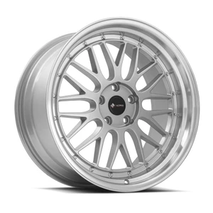 Vors Vr8 Wheels Rims 19x9.5 5x114.3 Silver W/ Machined Lip & Chrome Rivets 22mm | VR08199551422S