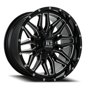 K2 Rage K16 Wheel 20x10 6x135 & 6x139.7 Gloss Black Milled -12mm | K162010655135-12GBML