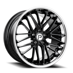 Pinnacle Legacy P214 Wheel 22x9 5x115 Gloss Black w/ Stainless Lip 15mm | P2142295115-15GBS