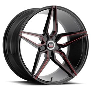 Spec-1® Spm-81 Custom Drilled Wheel Blanks Rims 22x10.5 Gloss Black Red Machined 20 | SPM81221054020GBRL