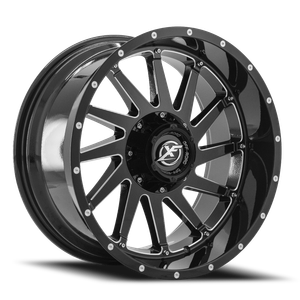 DOORBUSTER PRICING! - Xf Off-Road Xf-216 Wheel - 20x12 5x127 & 5x139.7 Gloss Black & Milled -44mm | XF-216201251271397-44GBML