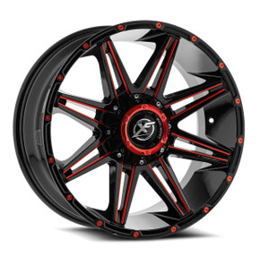Xf Off-Road Xf-220 Wheels Rims 18x9 5x127 (5x5) 5x5.5 (5x139.7) Gloss Black Red Milled 0 | XF-220189051271397+0GBMLR