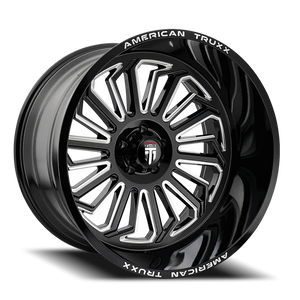 DOORBUSTER PRICING! - American Truxx At1916 Butcher Wheel 20x10 5x127 Gloss Black Milled -24mm | AT1916-2173M