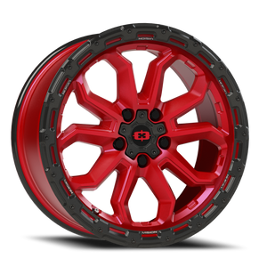 Vision Korupt 405 Wheel 16x8 5x139.7 Gloss Red With Gloss Black Lip 0mm | 405-6885GRGBL0