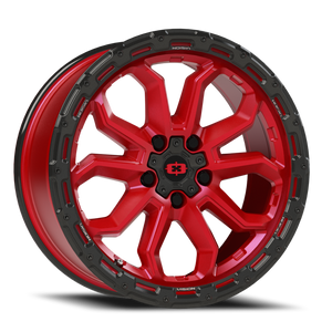 Vision Korupt 405 Wheel 17x8 5x114.3 Gloss Red With Gloss Black Lip 30mm | 405-7865GRGBL30