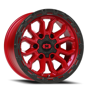 Vision Korupt 405 Wheel 18x9 6x139.7 Gloss Red With Gloss Black Lip 12mm | 405-8983GRGBL12