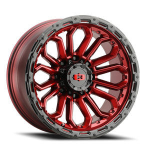 Vision Korupt 405 Wheel 18x9 8x170 Gloss Red With Gloss Black Lip -12mm | 405-8970GRGBL-12