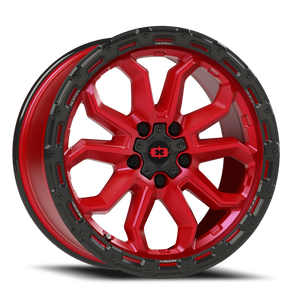 Vision Korupt 405 Wheel 20x9 5x139.7 Gloss Red With Gloss Black Lip 12mm | 405-2985GRGBL12