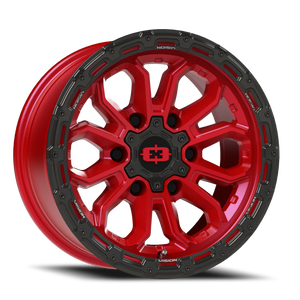 Vision Korupt 405 Wheel 20x9 6x139.7 Gloss Red With Gloss Black Lip 12mm | 405-2983GRGBL12
