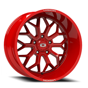 Vision Riot 402 Wheel 22x12 5x127 Red Tint Milled Spokes -51mm | 402-22273RTMS-51