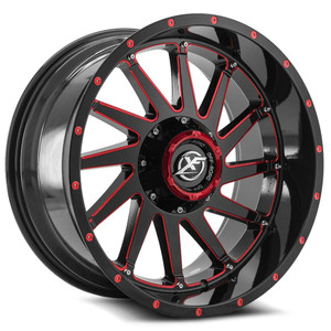 Xf Off-Road® Xf-216 Wheels Rims 20x9 5x127 (5x5) 5x5.5 (5x139.7) Gloss Black Red Milled 12 | XF-216209051271397+12GBMLR