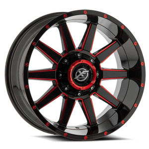 Xf Off-Road® Xf-219 Wheels Rims 20x10 6x135 6x5.5 (6x139.7) Gloss Black Red Milled -12  | XF-219201061351397-12GBMLR