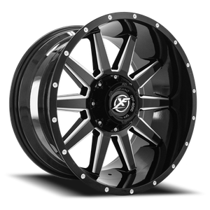 DOORBUSTER PRICING! - Xf Off-Road Xf-219 Wheel 22x12 5x127 & 5x139.7 Gloss Black & Milled -44mm | XF-219221251271397-44GBML