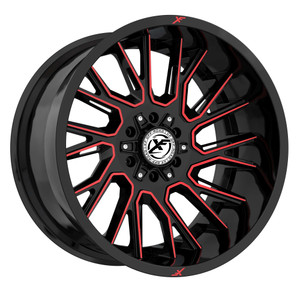Xf Off-Road® Xf-230 Wheels Rims 20x9 5x127 (5x5) 5x5.5 (5x139.7) Gloss Black Machined Red Milled 12 | XF-230209051271397+12GBMRED