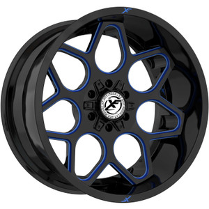 Xf Off-Road® Xf-233 Wheels Rims 20x9 6x135 6x5.5 (6x139.7) Gloss Black Blue Milled 12 | XF-233209061351397+12GBMLB