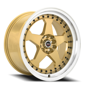 DOORBUSTER PRICING! - Spec-1 Spt-21 Wheel 15x9 4x100 & 4x114.3 Gold With Machine Lip 0mm | SPT21159090GML