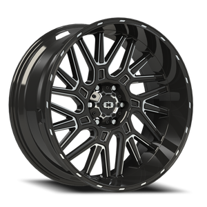 Vision Brawl 404 Wheel 20x12 6x139.7 Gloss Black Milled Spoke -51mm | 404-20283GBMS-51