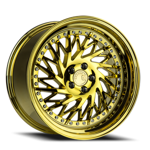 Aodhan Ds03 Wheel - 18x9.5 5x100 Gold Vacuum w/ Chrome Rivets 35mm - FREE T-SHIRT INCLUDED! | DS31895510035VG_P