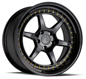 Aodhan Ds09 Wheels Rims 18x10.5 5x114.3 Gloss Black W/ Gold Rivets 22mm | DS918105511422GB