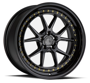 Aodhan Ds08 Wheels Rims 18x10.5 5x114.3 Gloss Black W/ Gold Rivets 22mm | DS818105511422GB