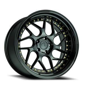 Aodhan Ds01 Wheel 19x10.5 5x114.3 Gloss Black w/ Gold Rivets 22mm - FREE T-SHIRT INCLUDED! | DS1191055114322GBGR