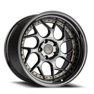 Aodhan Ds01 Wheel 18x10.5 5x114.3 Black Vacuum w/ Gold Rivets 15mm - FREE T-SHIRT INCLUDED! | DS1181055114315VB