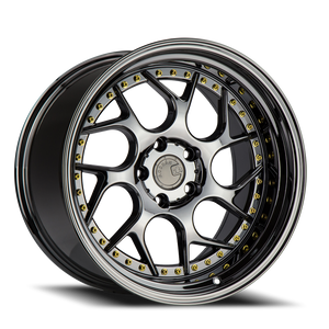 Aodhan Ds01 Wheel 19x10.5 5x114.3 Black Vacuum w/ Gold Rivets 22mm - FREE T-SHIRT INCLUDED! | DS1191055114322VB