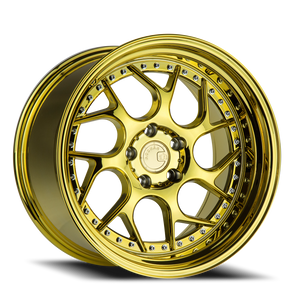 Aodhan Ds01 Wheel 19x10.5 5x114.3 Gold Vacuum w/ Chrome Rivets 22mm - FREE T-SHIRT INCLUDED! | DS1191055114322VG