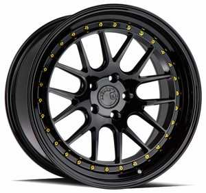 Aodhan Ds06 Wheels Rims 18x10.5 5x114.3 Gloss Black W/ Gold Rivets 22mm | DS618105511422GB