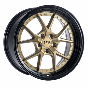 F1R F105 Wheels Rims 17x8.5 5x114.3 Gold W/ Black Lip 38mm | F1051785GBK38
