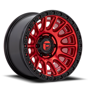 Fuel D834 Cycle Wheel 17x9 6x139.7 Candy Red With Black Bead Ring -12mm - FREE T-SHIRT INCLUDED! | D83417908445