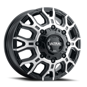 Ultra 022Fu Scorpion Dually Wheel 17x6.5 8x165.1 Gloss Black w/ Diamond Cut Face 129mm | 022-7681FU