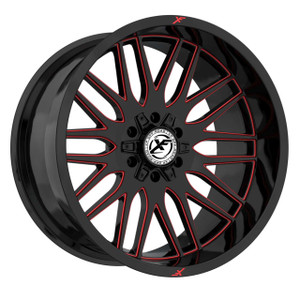 Xf Off-Road® Xf-240 Wheels Rims 22x12 6x135 6x5.5 (6x139.7) Black Red Milled Red Logo -44  | XF-240221261351397-44GBMLR