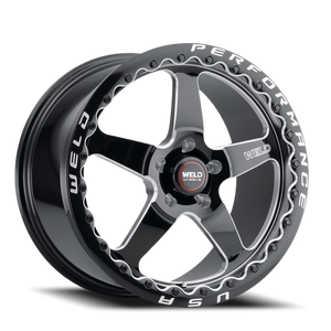 DOORBUSTER PRICING! - Weld Street Performance Ventura Beadlock Wheel 18x10 5x115 Gloss Black Milled w/ Diamond Lip 30mm | S90480071P30