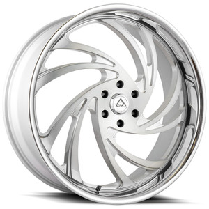 Azad® Az Drip Wheels Rims 24x10 6x5.5 (6x139.7) Brushed Silver Milled Ss Lip 25 | AZDRIP24106139+25BRM/SSL