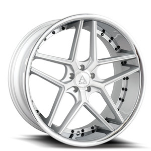 Azad® Az1029 Wheels Rims 22x10.5 5x112 Brushed Silver Chrome Stainless Lip 40 | AZ1029221055112+40BR/SSL