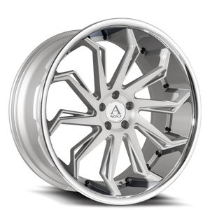 Azad® Az1101 Wheels Rims 20x9 5x4.5 (5x114.3) Brushed Silver Chrome Stainless Lip 35 | AZ11012095114+35BR/SSL