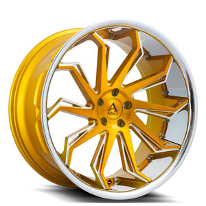Azad® Az1101 Wheels Rims 22x9 5x4.5 (5x114.3) Gold Machined Chrome Stainless Lip 35 | AZ11012295114+35BRGOLD/SSL