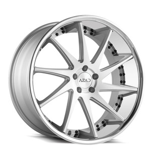 Azad® Az23 Wheels Rims 20x9 5x120 Brushed Silver Chrome Stainless Lip 35 | AZ232095120+35BR/SSL