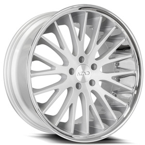 Azad® Az33 Wheels Rims 22x9 5x112 Brushed Silver Chrome Stainless Lip 35 | AZ332295112+35BR/SSL