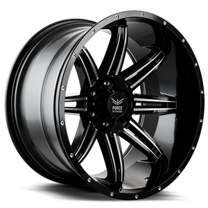 Force Off-Road® F32 Wheels Rims 20x12 5x5.5 (5x139.7) Black Milled -44  | F3220125139.7-44B/M
