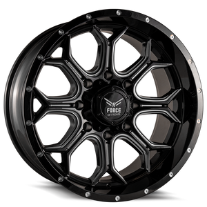 Force Off-Road® F42 Wheels Rims 20x10 5x5.5 (5x139.7) Black Milled -12  | F4220105139.7-12B/M