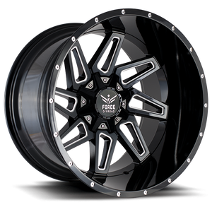 Force Off-Road® Fo2 Wheels Rims 20x12 8x6.5 (8x165.1) Black Milled -44  | FO220128165-44B/M
