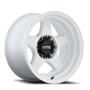 Kmc Km728 Lobo Wheel 17x8.5 6x139.7 Gloss White 18mm - FREE T-SHIRT INCLUDED! | KM728WX17856818